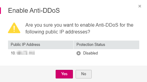 **Figure 2** Enabling Anti-DDoS